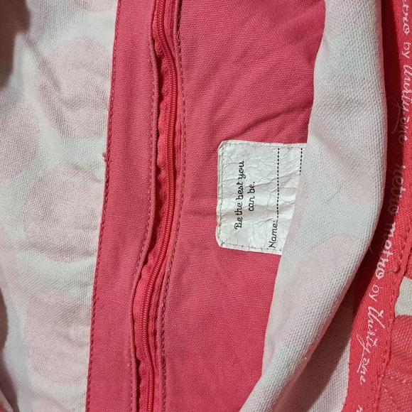 P6 Thirty-One Pink Mod Dot Retro Metro Fold Over Tote Large Pockets Spacious - Picture 6 of 10